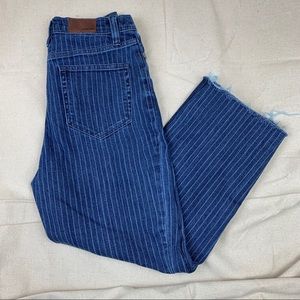 Lands’ End Pin Stipe High Rise Straight Cropped Jeans